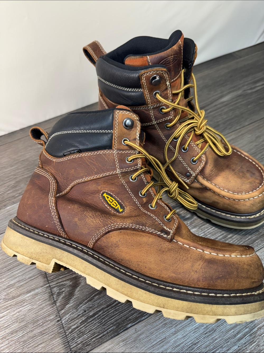 KEEN Brown Leather Moc Toe Men's Work Boots not a steel toe size 11.5 - Picture 3 of 7